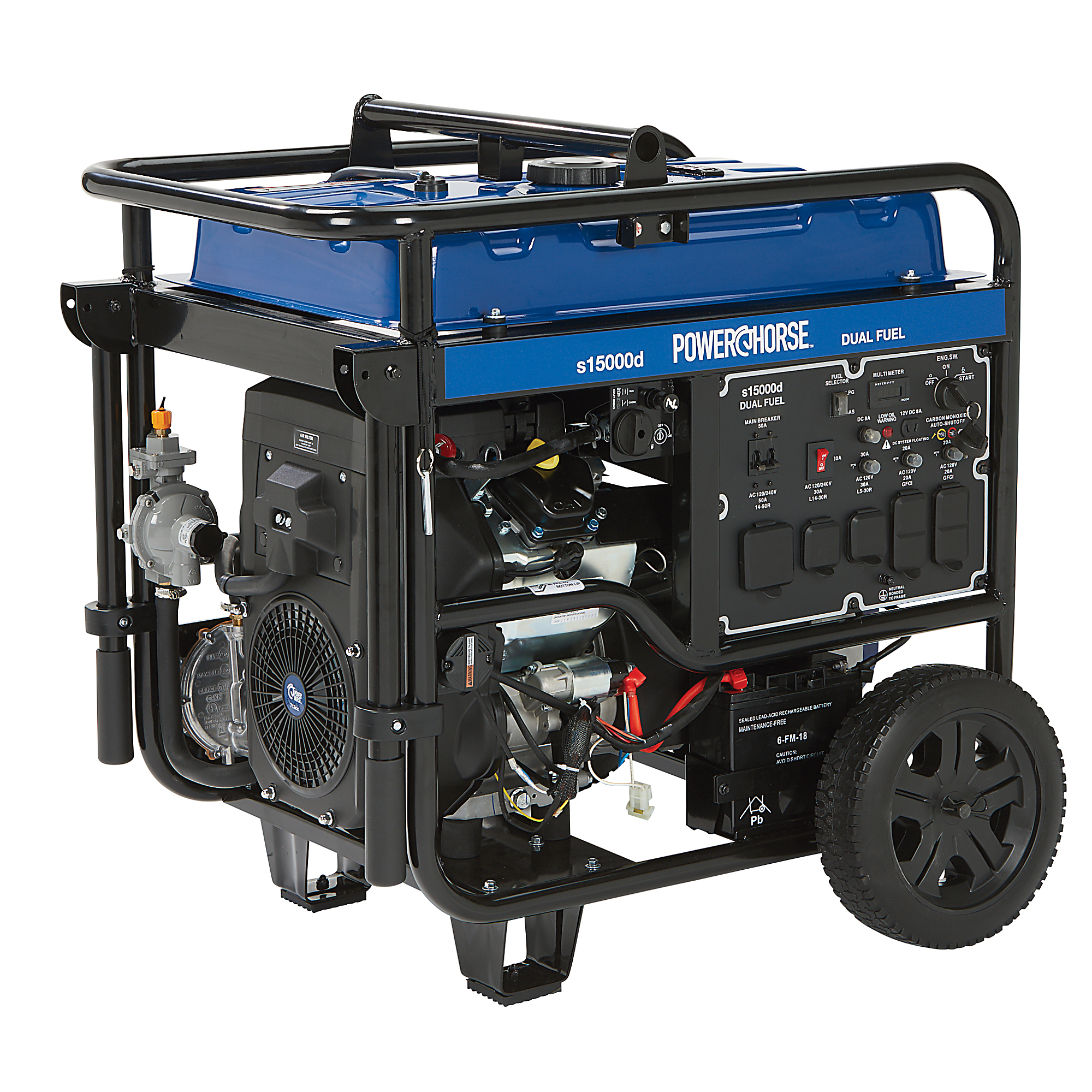 Powerhorse Dual Fuel Generator, 15,000 Surge Watts, 12,000 Rated Watts, CO Shutdown